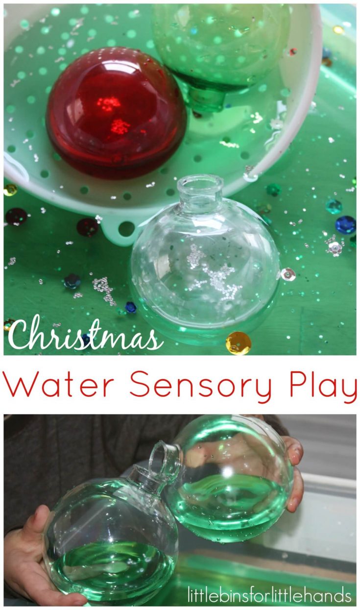 Christmas Water Sensory Play Activity with Plastic Ornaments