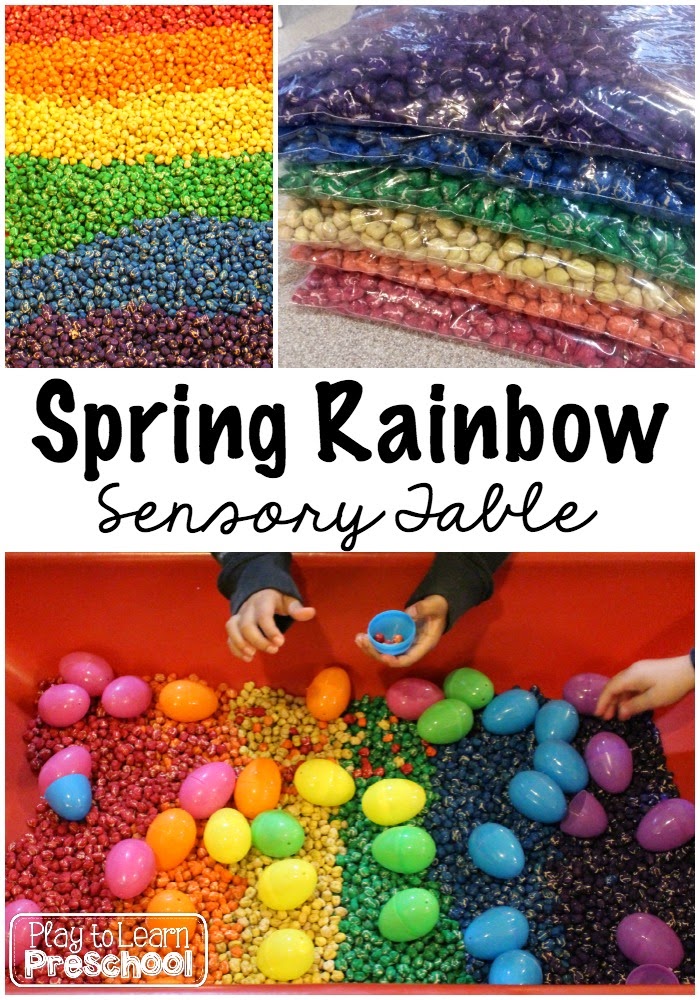 Spring Rainbow Sensory Table