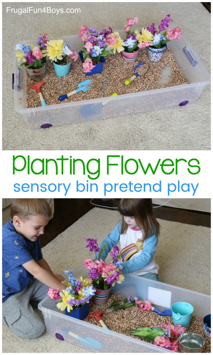 Planting Flowers Sensory Bin