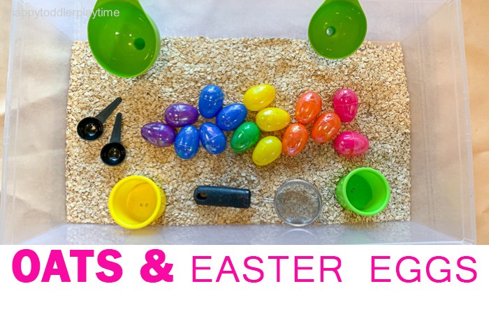 Oats & Easter Eggs Sensory Bin