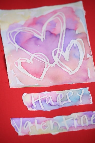 Wax Resist Valentines Cards